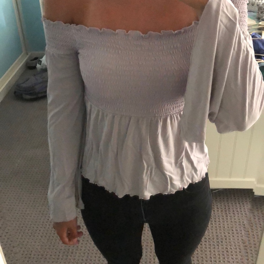 AE bell sleeved off shoulder smock shirt